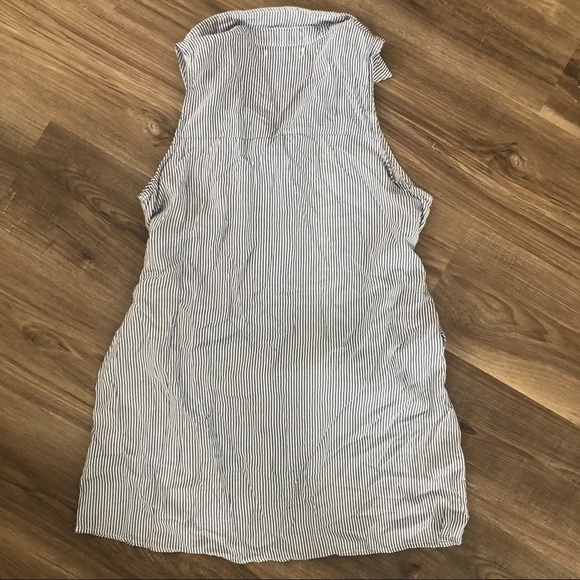 Suzy Shier blue white stripe sleeveless button down tunic/ dress sz large - Picture 6 of 6